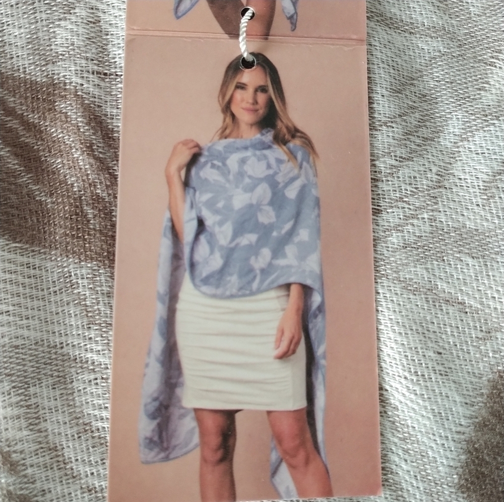 Simply Noelle Kimono Poncho Cape Shawl Wrap Taupe and Cream One Size - Picture 2 of 11